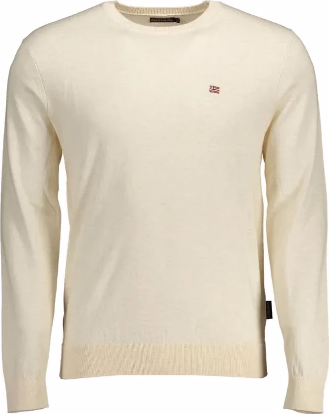 Beige Cotton Men's Long Sleeve Shirt