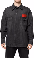 Gray Long Sleeves Button Down Denim Shirt 1