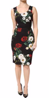 Black Floral Print Sleeveless Sheath Dress 1