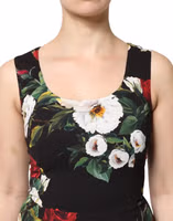 Black Floral Print Sleeveless Sheath Dress 4
