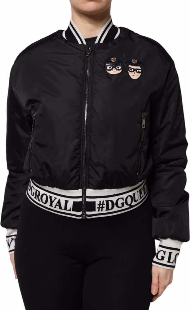 Black Nylon #DGFamily Full Zip Bomber Jacket