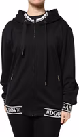 Black Cotton Hooded Full Zip Sweatshirt Sweater 1