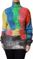 Multicolor Mohair Turtleneck Pullover Sweater 1