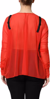 Red Black Bustier Detailing Long Sleeves Top 3