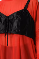 Red Black Bustier Detailing Long Sleeves Top 5