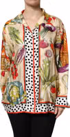 Multicolor Vegetables Silk Long Sleeves Top 1