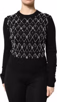 Black Cashmere Embellished Long Sleeves Top 1