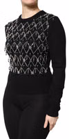 Black Cashmere Embellished Long Sleeves Top 2