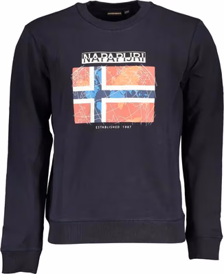 Blue Cotton Men Sweater