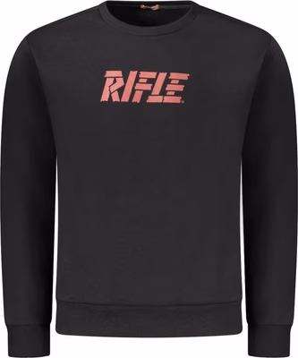Black Cotton Men's Crewneck Sweater