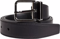 Black Classic Calf Leather Silver Buckle Belt 1