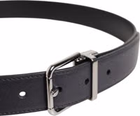 Black Classic Calf Leather Silver Buckle Belt 3