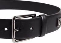 Black Calf Leather Studded Silver Buckle Belt 3