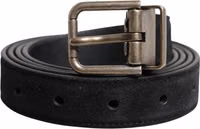 Black Calf Leather Classic Metal Buckle Belt 1