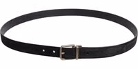 Black Calf Leather Classic Metal Buckle Belt 2