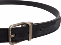 Black Calf Leather Classic Metal Buckle Belt 3