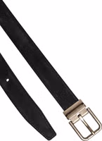 Black Calf Leather Classic Metal Buckle Belt 5