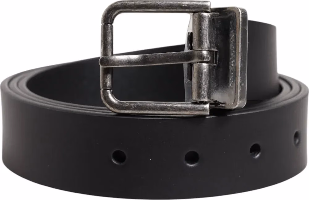 Black Classic Leather Metal Buckle Belt