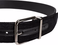 Black Cotton Silver Metal Buckle Belt 3