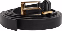 Black Double Strap Leather Gold Buckle Belt 1