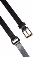 Black Double Strap Leather Gold Buckle Belt 4