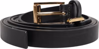 Black Double Strap Leather Gold Buckle Belt 1