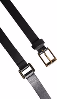 Black Double Strap Leather Gold Buckle Belt 4