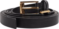 Black Double Strap Leather Gold Buckle Belt 1