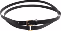 Black Double Strap Leather Gold Buckle Belt 2