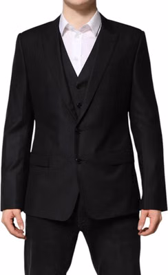 Black Single Breasted Suit 2 Piece Jacket