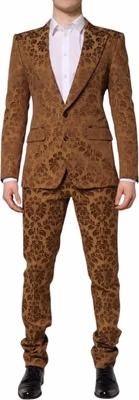 Brown Floral Jacquard SICILIA 2 Piece Suit
