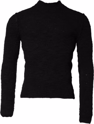 Black Wool Knit Crew Neck Pullover Sweater