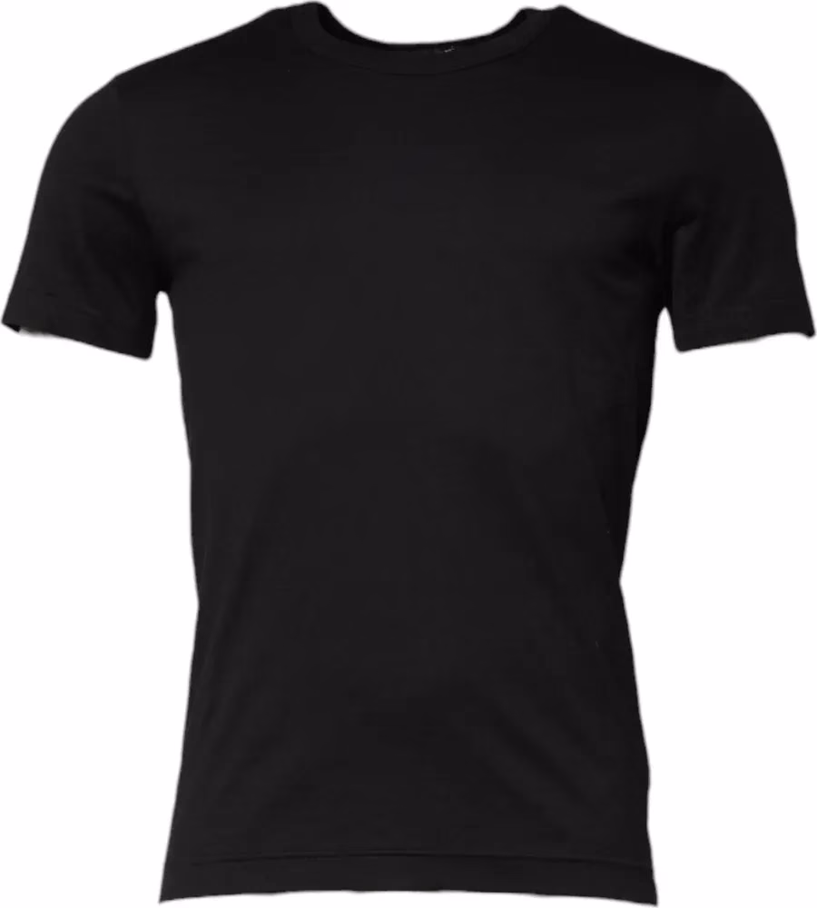 Black Cotton Short Sleeves Round Neck T-shirt