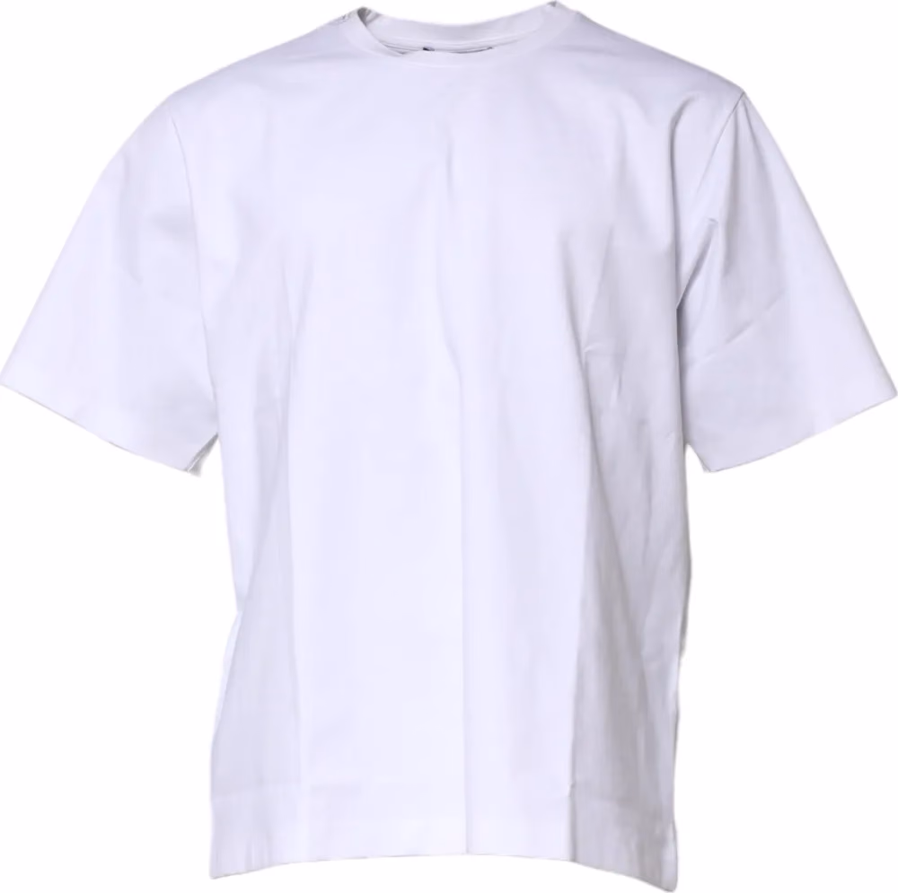 White Cotton Short Sleeves Crew Neck T-shirt