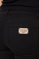 Black Cotton Logo Mid Waist Skinny Denim Jeans 4