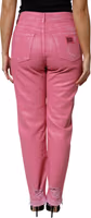 Pink Tattered Mid Waist Tapered Denim Jeans 3