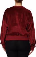 Red Cotton Velvet Crew Neck Pullover Sweater 3
