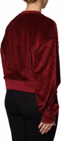 Red Cotton Velvet Crew Neck Pullover Sweater 4