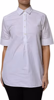 White Cotton Short Sleeves Collared Polo Top 1
