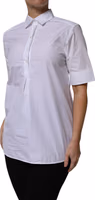 White Cotton Short Sleeves Collared Polo Top 2