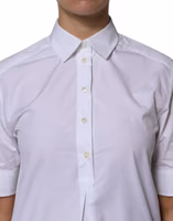White Cotton Short Sleeves Collared Polo Top 4