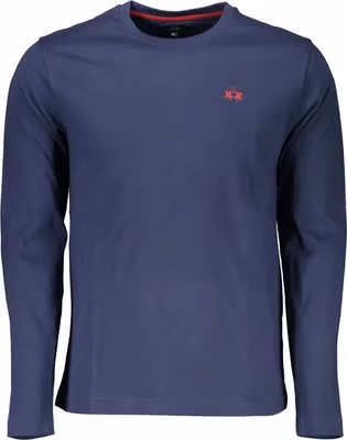 Regal Blue Crew Neck Embroidered Tee