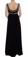 Brown Velvet Crystal Sheath Gown Dress 3
