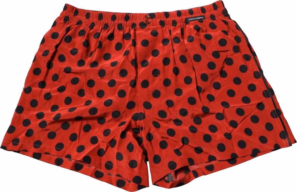 Red Silk Polka Dot Boxer Shorts Underwear
