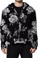 Black Wool Floral Printed Men Hooded Jacket 1