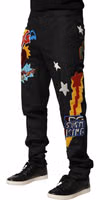 Black Graphic Embroidery Men Pants 2