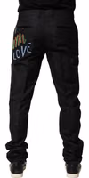 Black Graphic Embroidery Men Pants 3