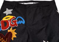 Black Graphic Embroidery Men Pants 4