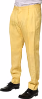 Yellow Flax Tapered Dress Men Pants 2
