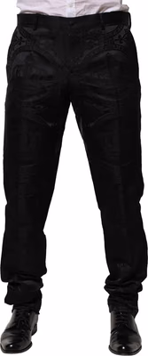 Black Cotton DG Crown Dress Pants